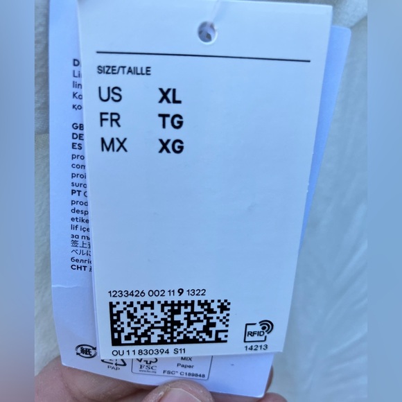 NWT H&M White Linen Mini Dress with Tan Belt Size XL - Picture 7 of 13